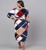 Multicolor Geometric Woolen Women Bath Robe With Belt (M)