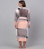 Multicolor Printed Woolen Women Bath Robe With Belt (M)