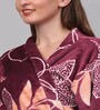 Multicolor Printed Woolen Women Bath Robe With Belt (S)