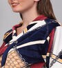 Multicolor Geometric Woolen Women Bath Robe With Belt (S)