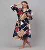 Multicolor Geometric Woolen Women Bath Robe With Belt (S)
