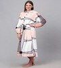 Multicolor Printed Woolen Women Bath Robe With Belt (XL)
