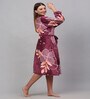Multicolor Printed Woolen Women Bath Robe With Belt (XL)