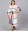 Multicolor Printed Woolen Women Bath Robe With Belt (XL)