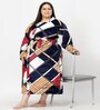 Multicolor Geometric Woolen Women Bath Robe With Belt (XXL)