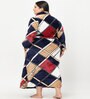 Multicolor Geometric Woolen Women Bath Robe With Belt (XXL)