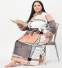 Multicolor Printed Woolen Women Bath Robe With Belt (XXL)