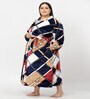 Multicolor Geometric Woolen Women Bath Robe With Belt (XXL)