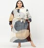 Multicolor Geometric Woolen Women Bath Robe With Belt (XXL)