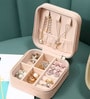Multicolor PU Leather Travel Jewelry Organizer Box (Peach & Blue Assorted)