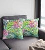 Multicolor Satin Floral 16x16 inches Cushion Covers (Pack of 2)