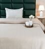 Cream Self Stripe Queen Size Bedspread With Pillow Cover