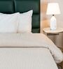 Cream Self Stripe Queen Size Bedspread With Pillow Cover
