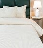 Cream Stripe Queen Size Bedspread With Pillow Cover