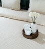 Cream Stripe Queen Size Bedspread With Pillow Cover