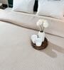 Cream Self Stripe Queen Size Bedspread With Pillow Cover