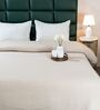 Cream Self Stripe Queen Size Bedspread With Pillow Cover