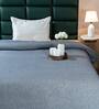 Blue Self Stripe Single Bedspread With Pillow Cover