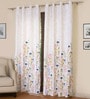 Multicolor Floral Polyester 9 Ft Semisheer Eyelet Door Curtains (Set of 2)