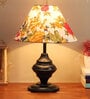 Atlier Multicolour Fabric Shade Night Lamp With Metal Base