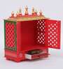 Pink Sheesham Wood & MDF Floor Rested Mandir With Door