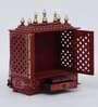 Brown Sheesham Wood and MDF Floor Rested Mandir With Door
