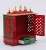 Red Sheesham Wood & MDF Floor Rested Mandir With Door