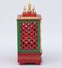Red Sheesham Wood & MDF Floor Rested Mandir With Door