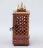 Brown Sheesham Wood and MDF Floor Rested Mandir With Door