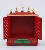 Red Sheesham Wood & MDF Floor Rested Mandir With Door