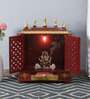 Brown Sheesham Wood and MDF Floor Rested Mandir With Door