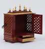 Brown Sheesham Wood and MDF Floor Rested Mandir With Door