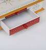 White and Red Sheesham Wood & MDF Floor Rested Mandir With Door