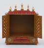 Brown Sheesham Wood & MDF Floor Rested Mandir With Door
