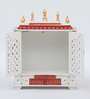 White Sheesham Wood & MDF Floor Rested Mandir With Door
