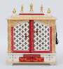 White Sheesham Wood and MDF Floor Rested Mandir With Door
