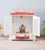 White Sheesham Wood & MDF Floor Rested Mandir With Door