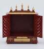 Brown Sheesham Wood and MDF Floor Rested Mandir With Door