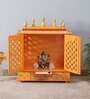 Yellow Sheesham Wood & MDF Floor Rested Mandir With Door