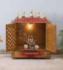 Brown Sheesham Wood & MDF Floor Rested Mandir With Door