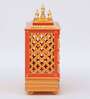 Yellow Sheesham Wood & MDF Floor Rested Mandir With Door