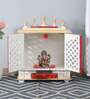 White Sheesham Wood and MDF Floor Rested Mandir With Door