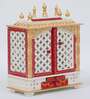 White Sheesham Wood and MDF Floor Rested Mandir With Door