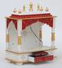 White and Red Sheesham Wood & MDF Floor Rested Mandir With Door