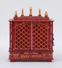 Multicolor Sheesham Wood & MDF Floor Rested Mandir With Door