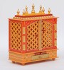 Multicolor Sheesham Wood & MDF Floor Rested Mandir With Door