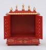 Multicolor Sheesham Wood & MDF Floor Rested Mandir With Door