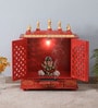 Multicolor Sheesham Wood & MDF Floor Rested Mandir With Door