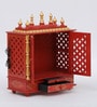 Multicolor Sheesham Wood & MDF Floor Rested Mandir With Door