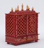 Multicolor Sheesham Wood & MDF Floor Rested Mandir With Door